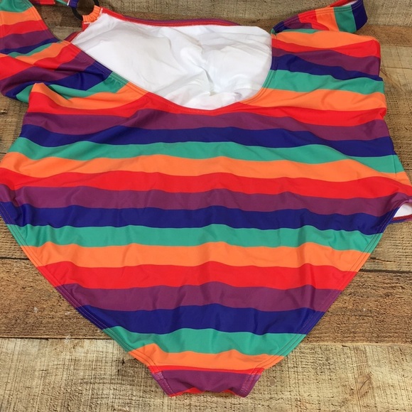 Modcloth Red Purple‎ Striped One Piece Swimsuit Womens 4X - Picture 11 of 11